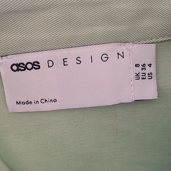 ASOS DESIGN Oversized Cotton Shacket Shirt Jacket in Mint US Size 4 - Picture 9 of 13